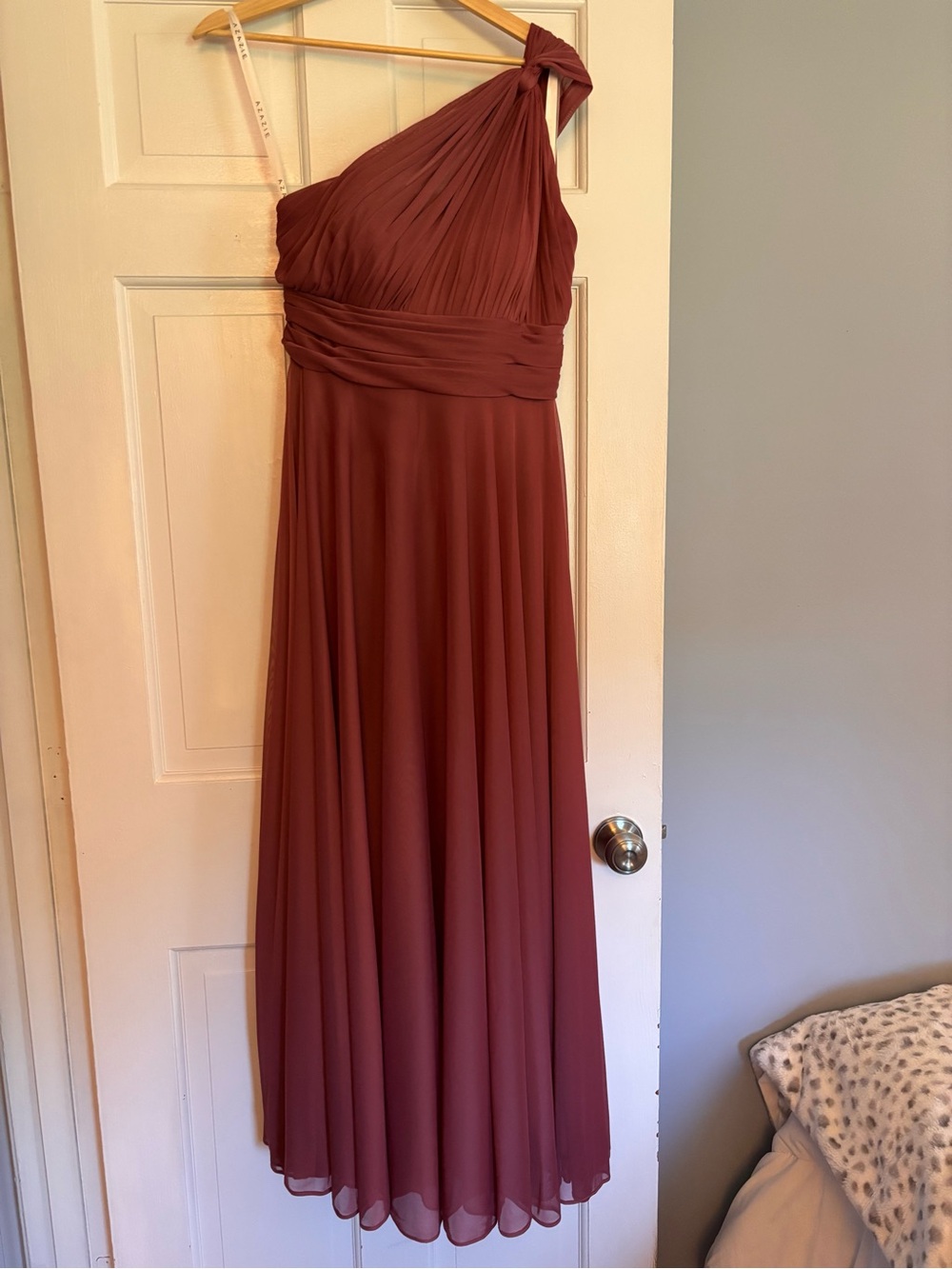 Azazie One-Shoulder Chiffon Dress in Dusty Mauve